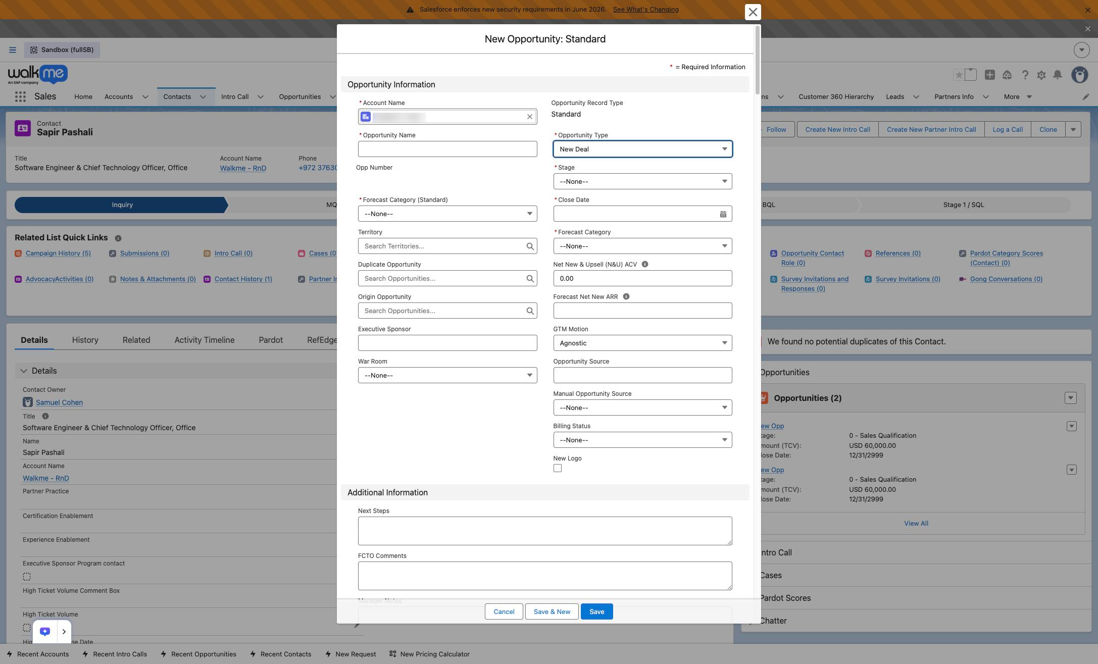 Click the Opportunity Type dropdown