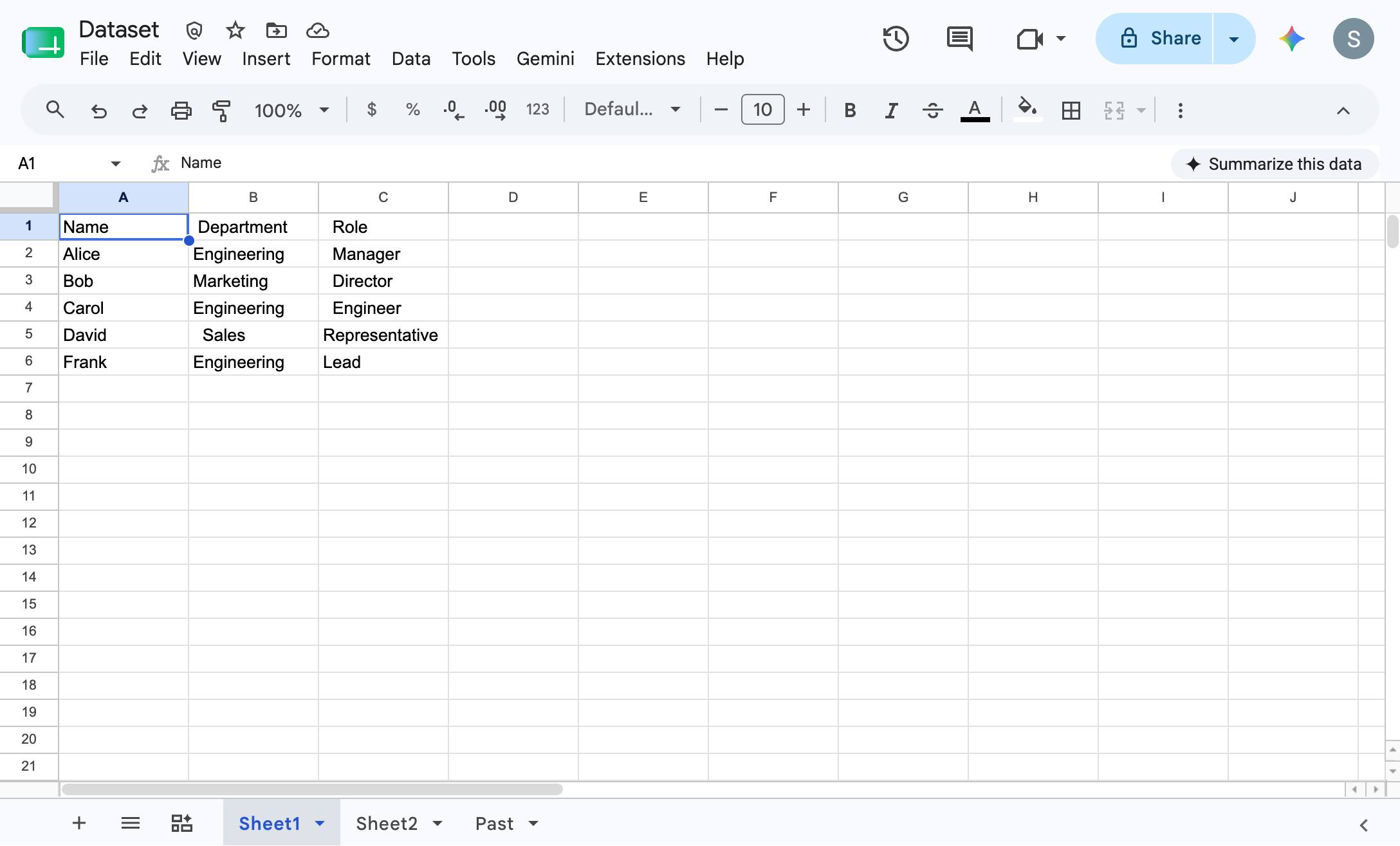 Open the Google Sheets document