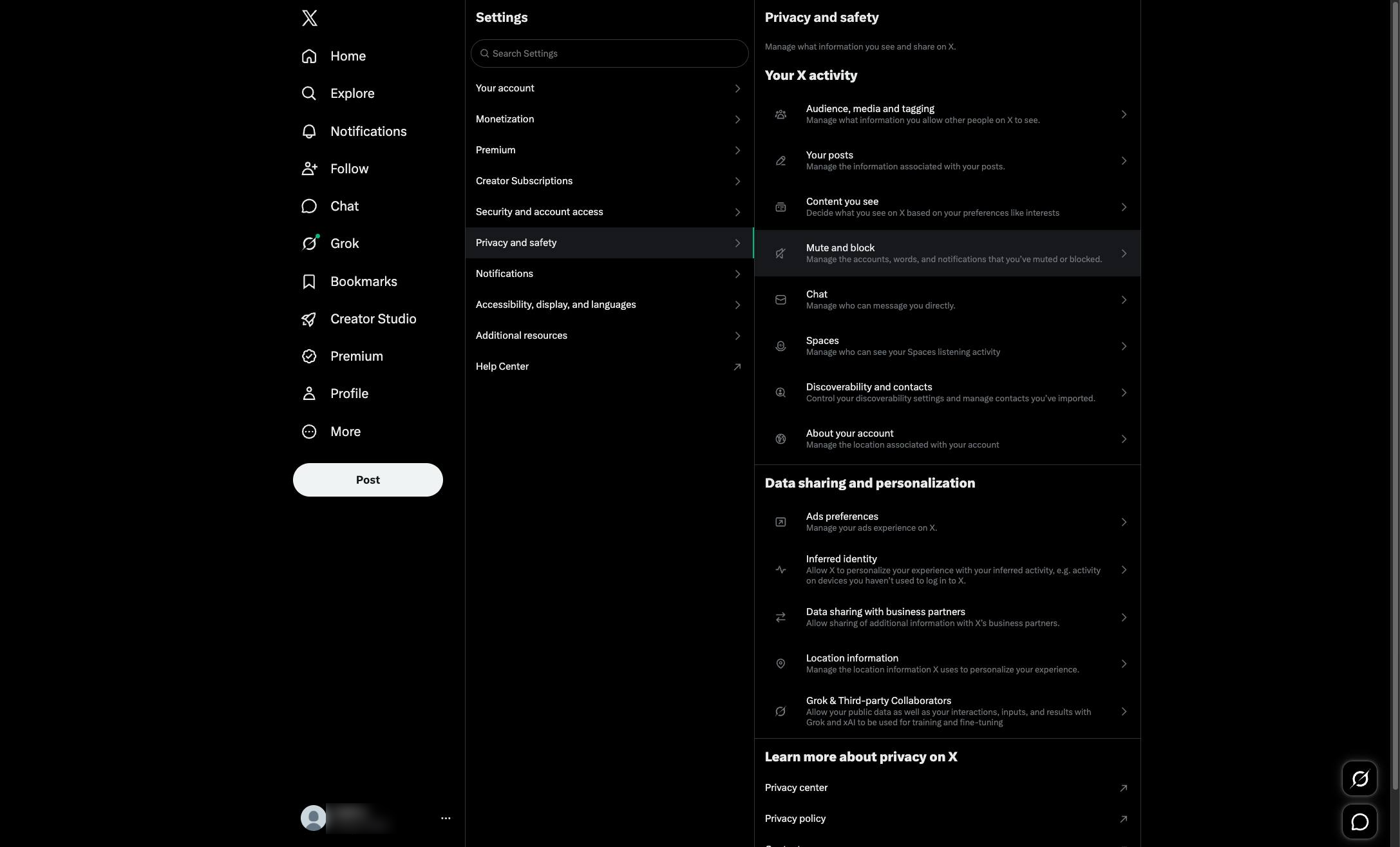 Click Mute and block