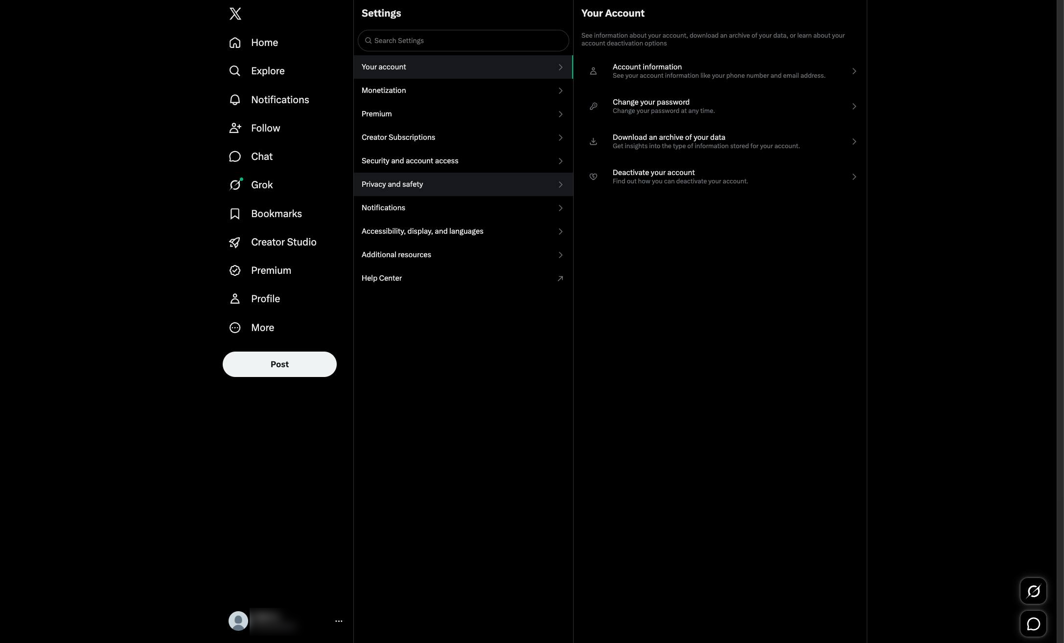 Click the Privacy and safety option