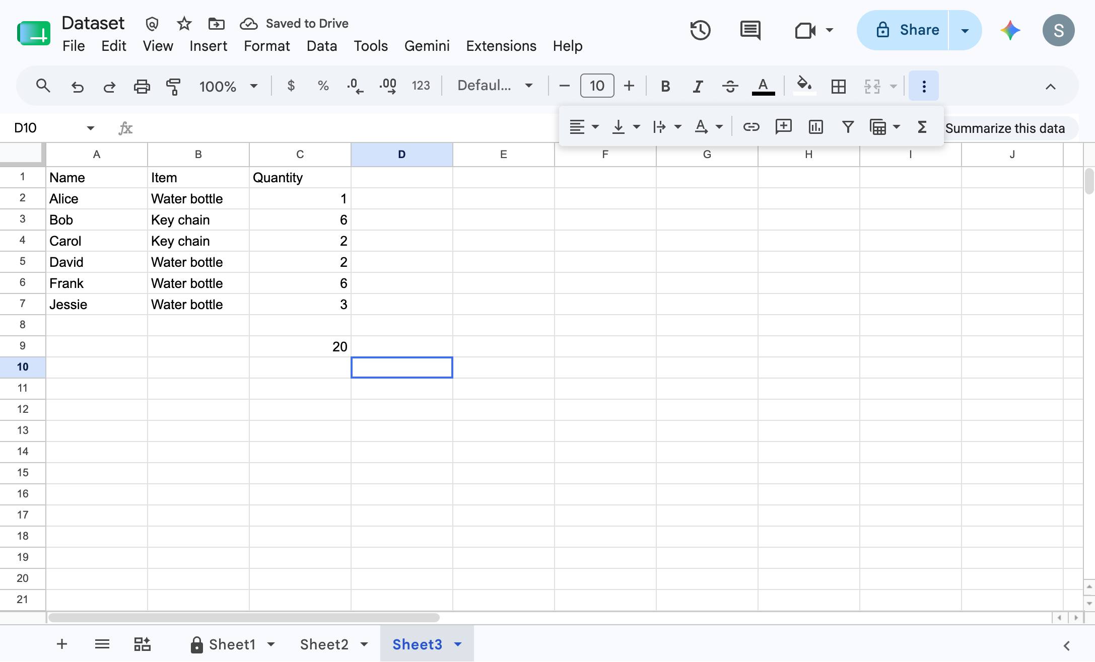 There you go - your data is summed!