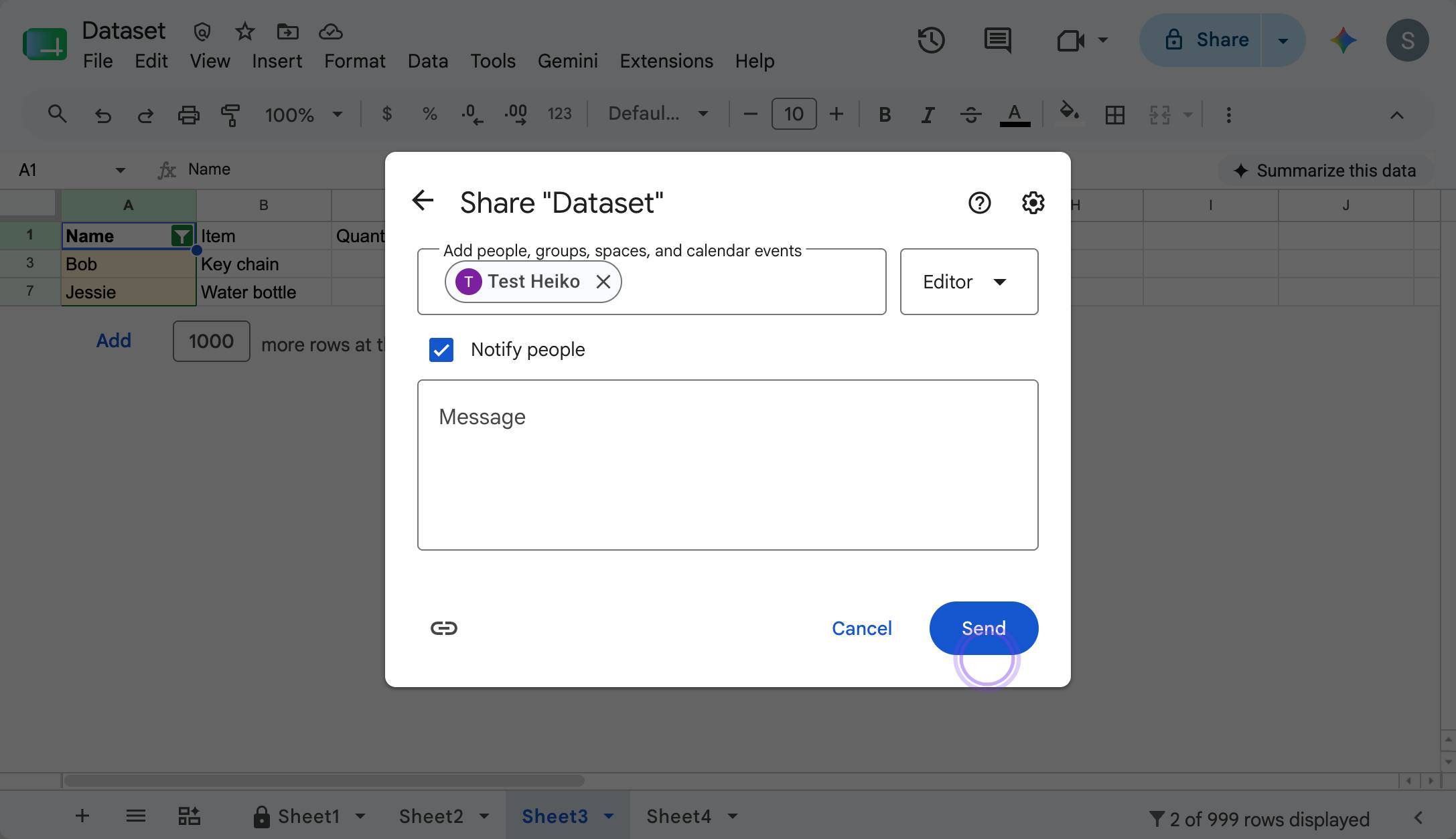 Click "Send" when you're ready to share!