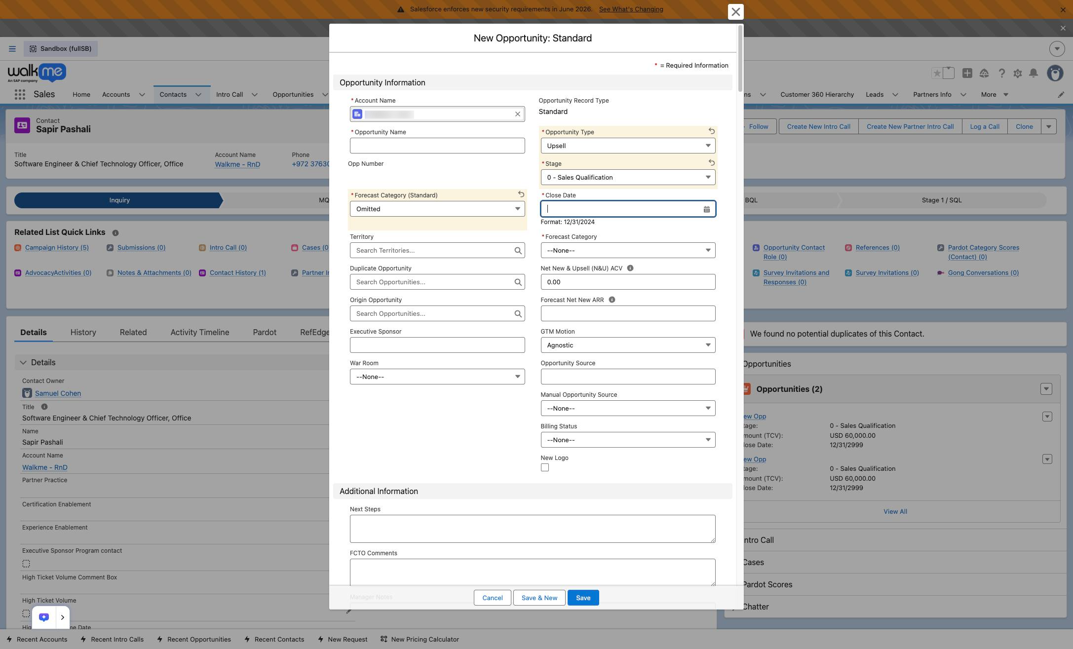 Click the Close Date input
