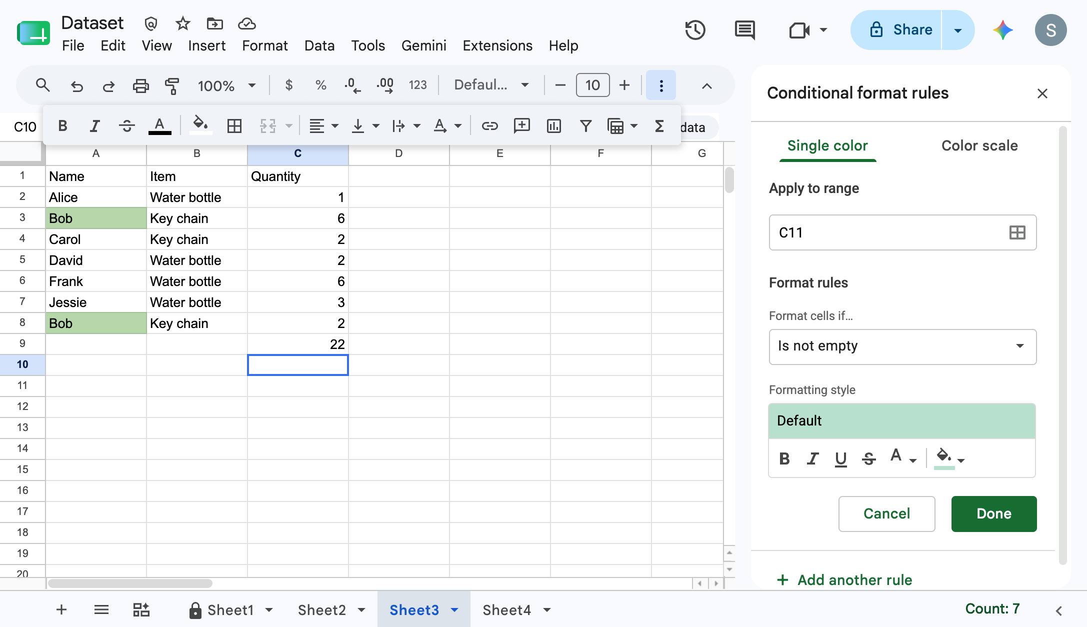 Now you'll see the duplicates highlighted in your specified color