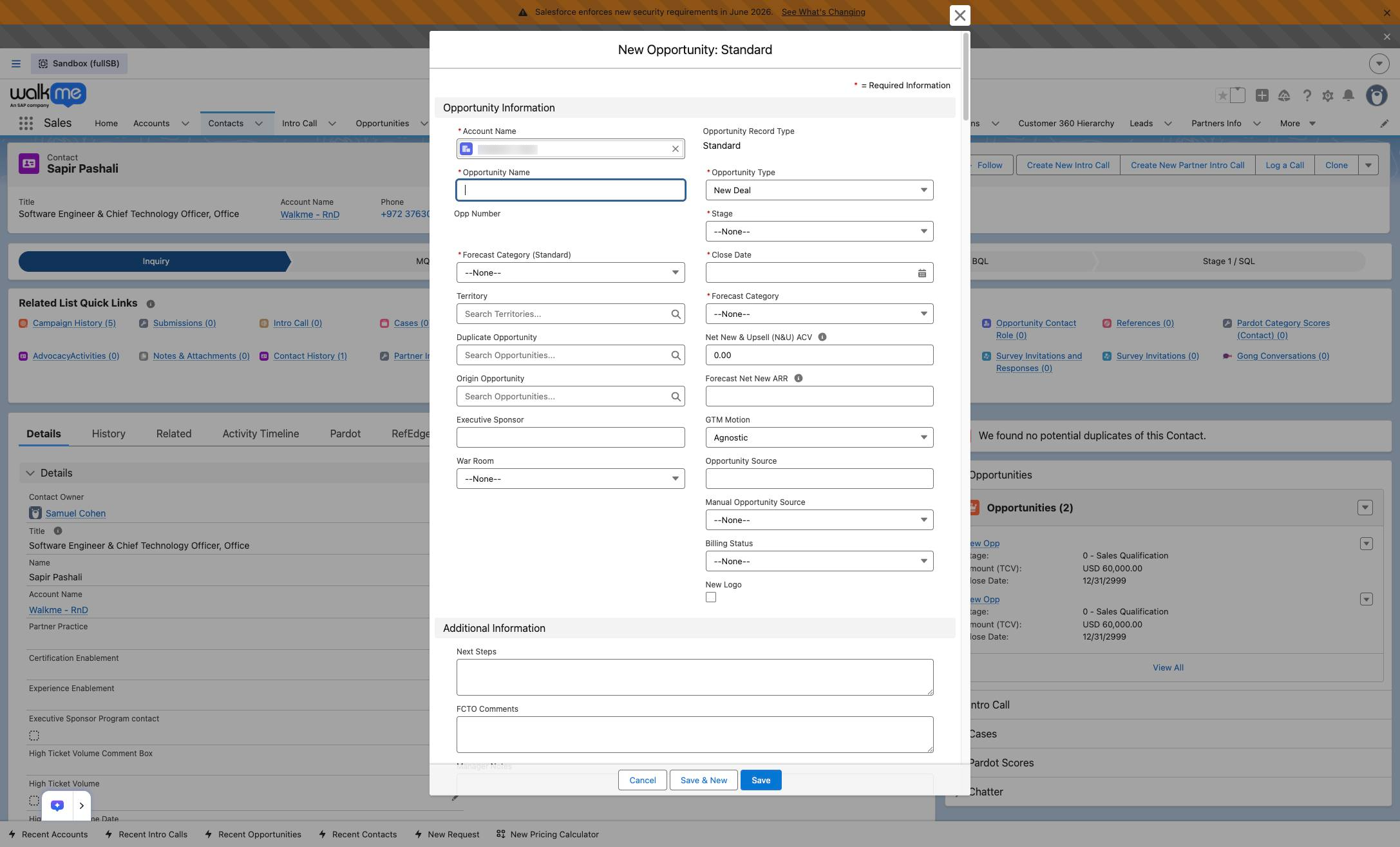 Click the Opportunity Name input field