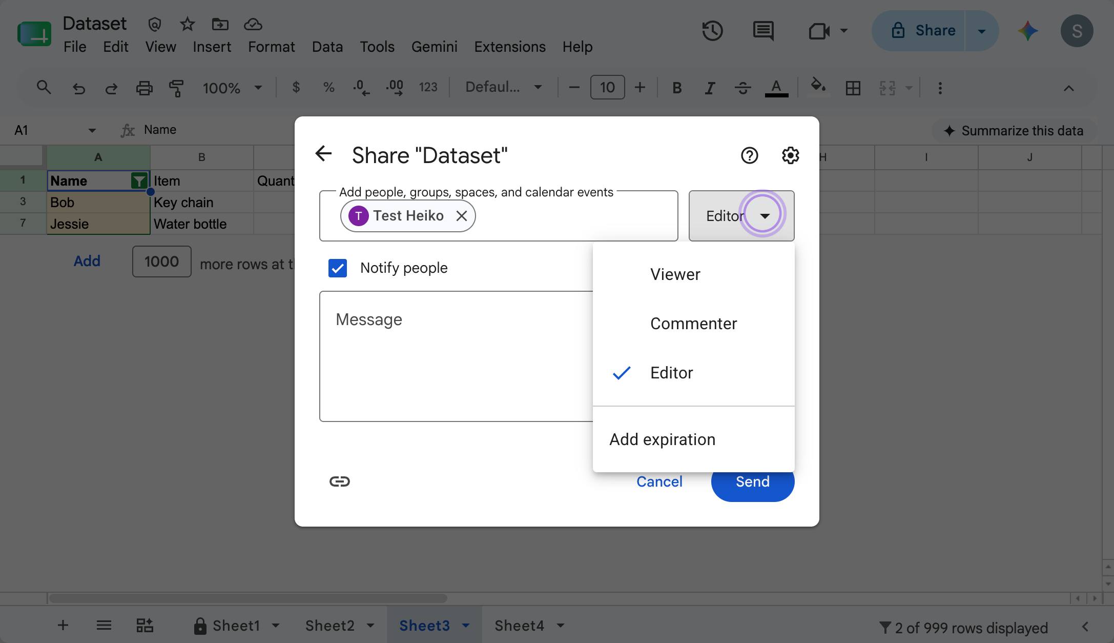 Click this icon to toggle between editor permissions. By default, these sharing permissions are set to "Editor"