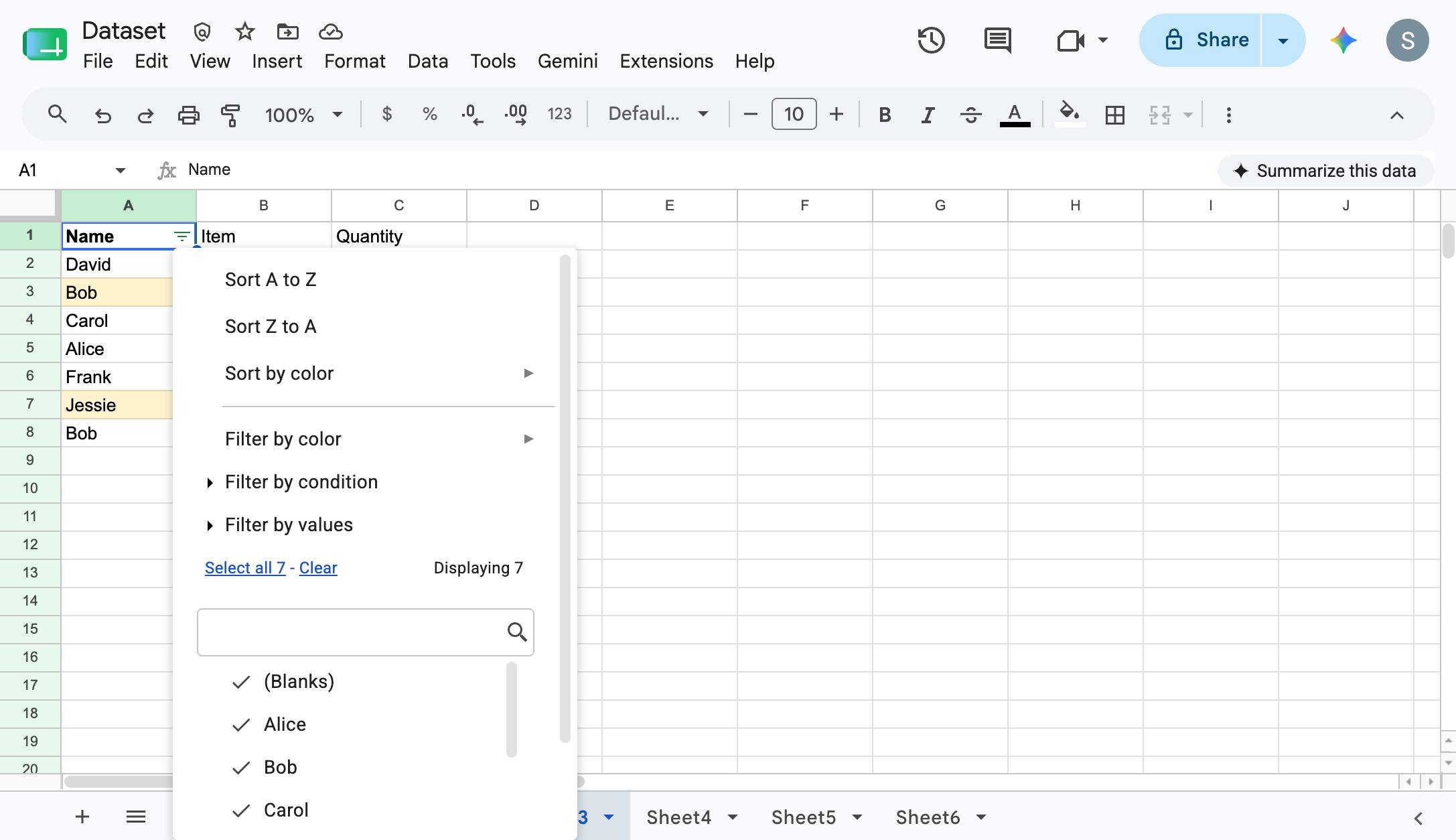 Click the filter icon in the appropriate column header to open up the filter option
