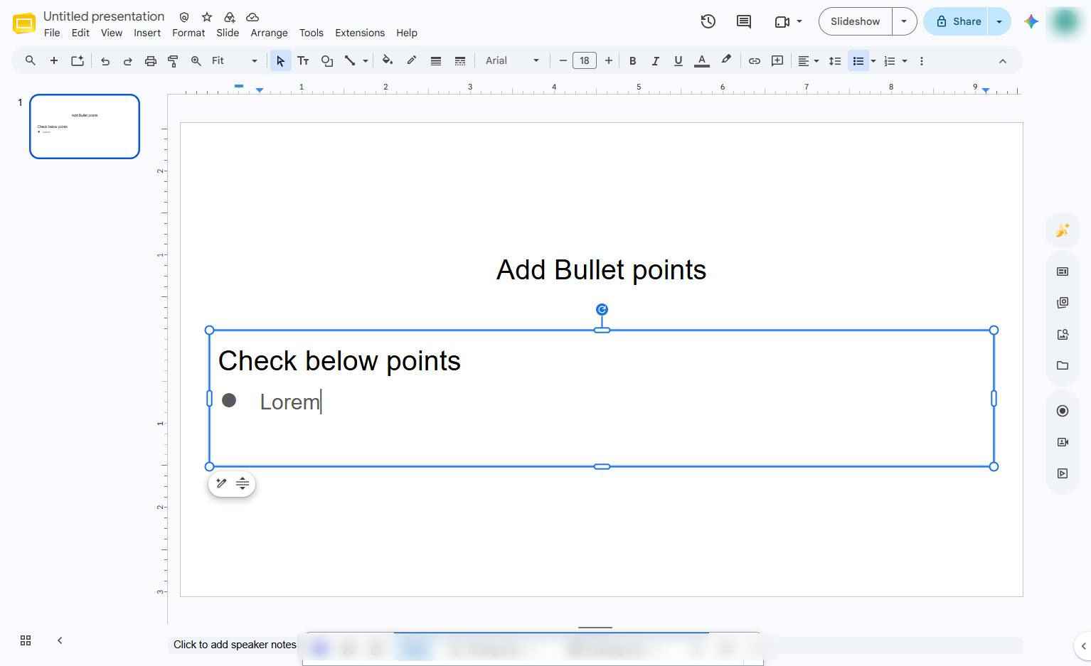 View the added bullet points