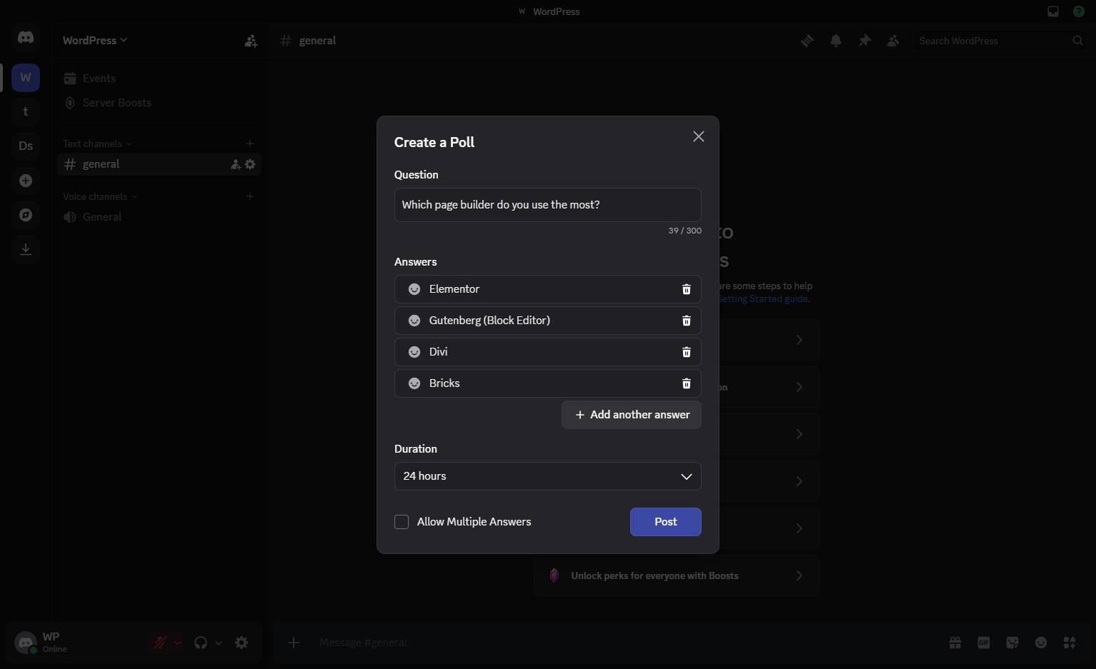 Click the Post button