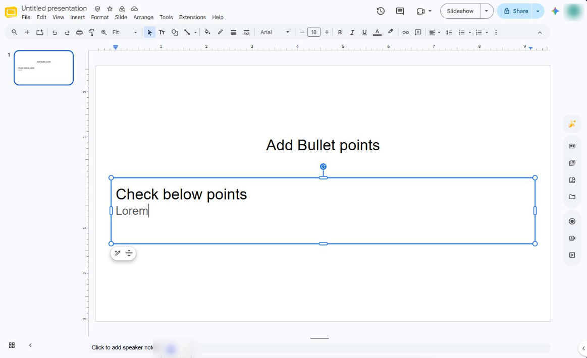 Select the text to add bullet points