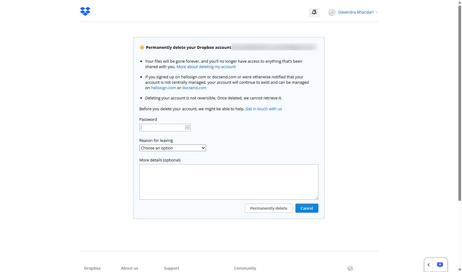 「Password」フィールドをクリック