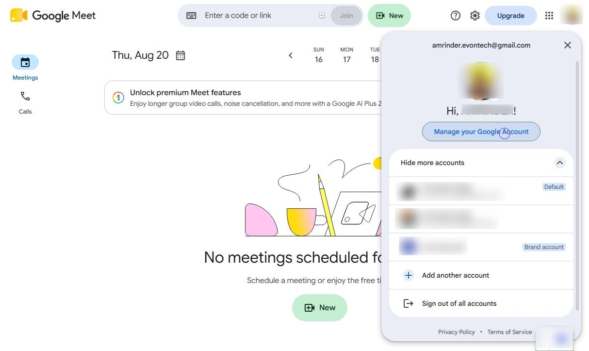 「Googleアカウントを管理」ボタンをクリックする