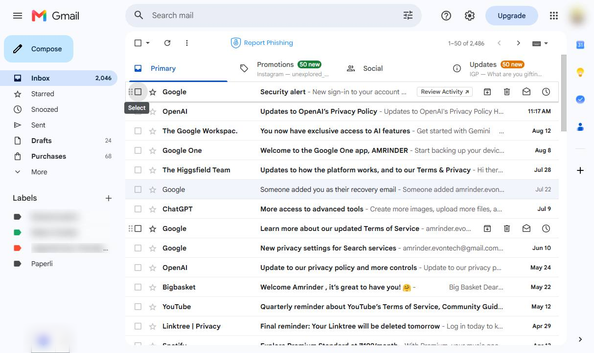 Navigate to your Gmail Inbox