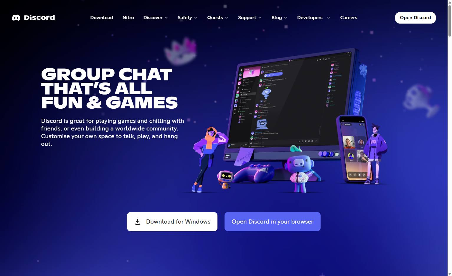 Navigate to the Discord homepage