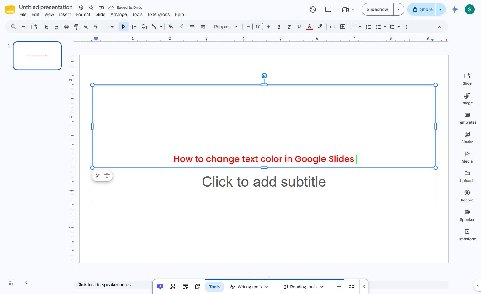 Preview the text color change