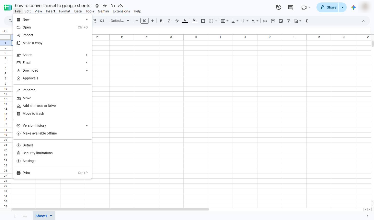 Click the File menu