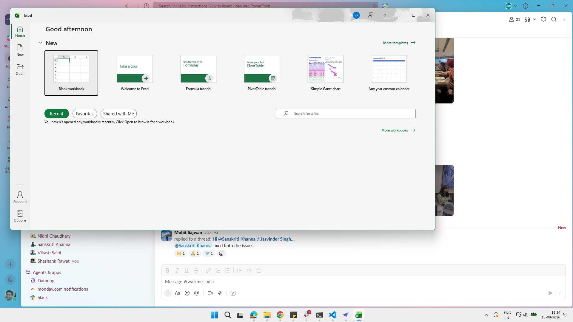 Open or Navigate to Excel window