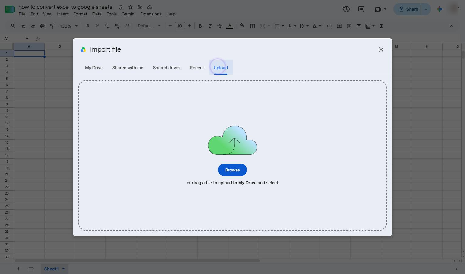 Click the Upload tab