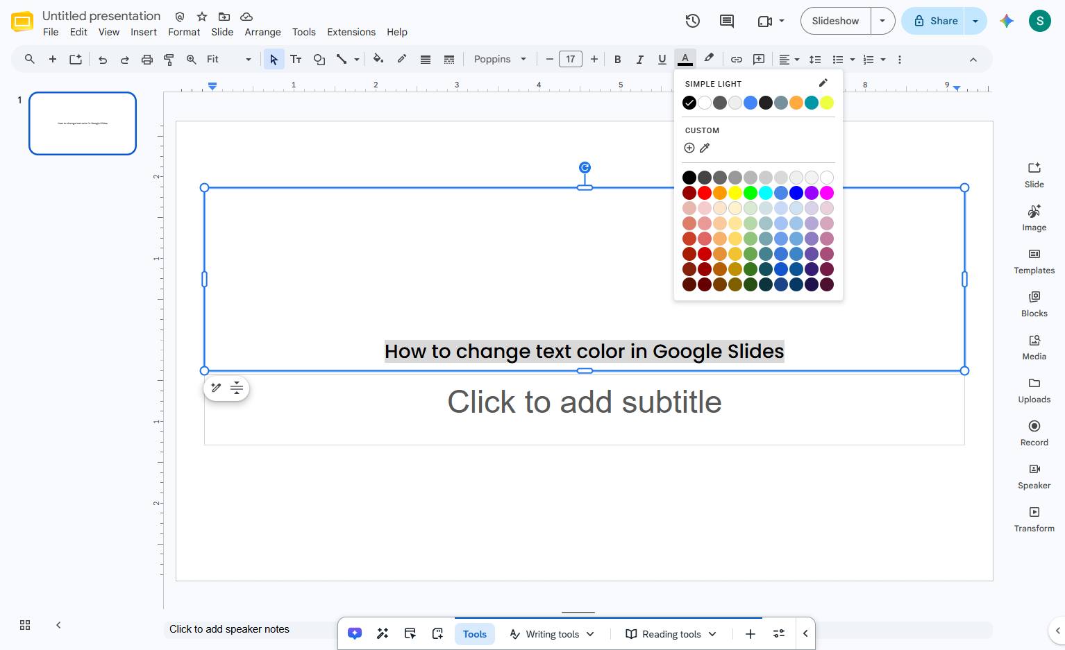 Select the color