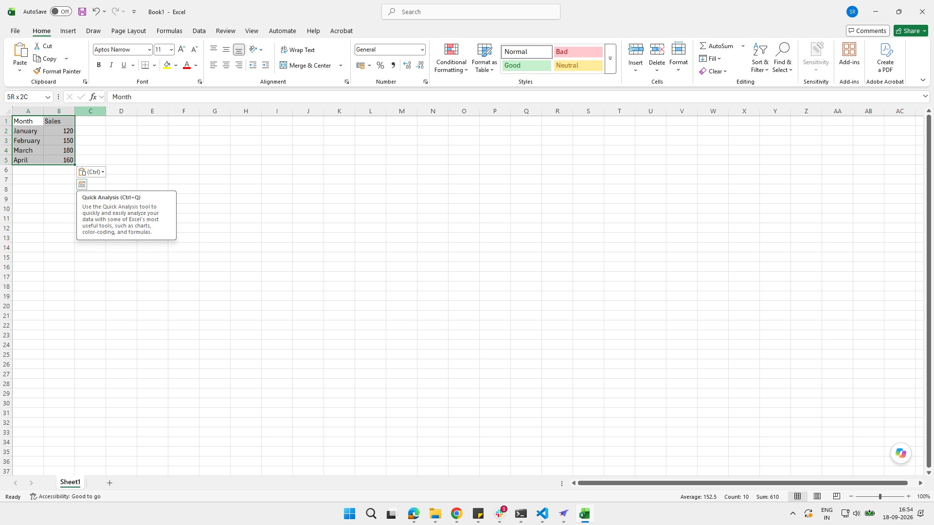 Select the data you want to include in the chart