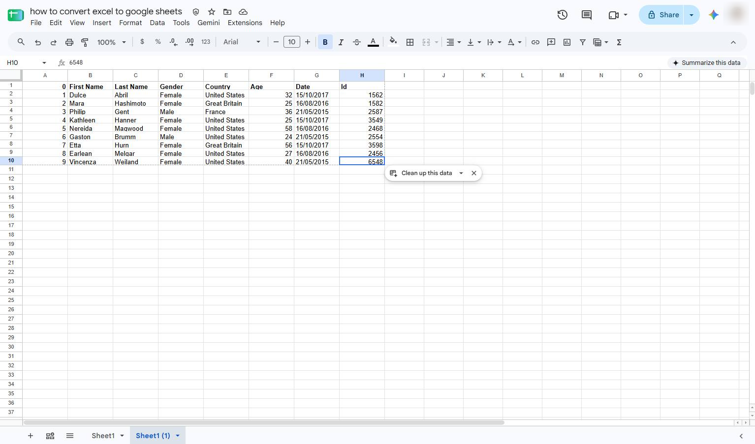 Review the Imported Data