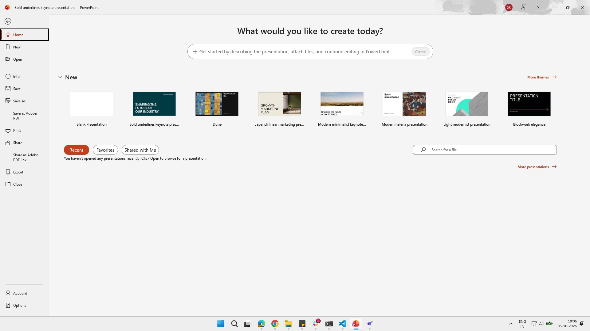 Click the presentation template