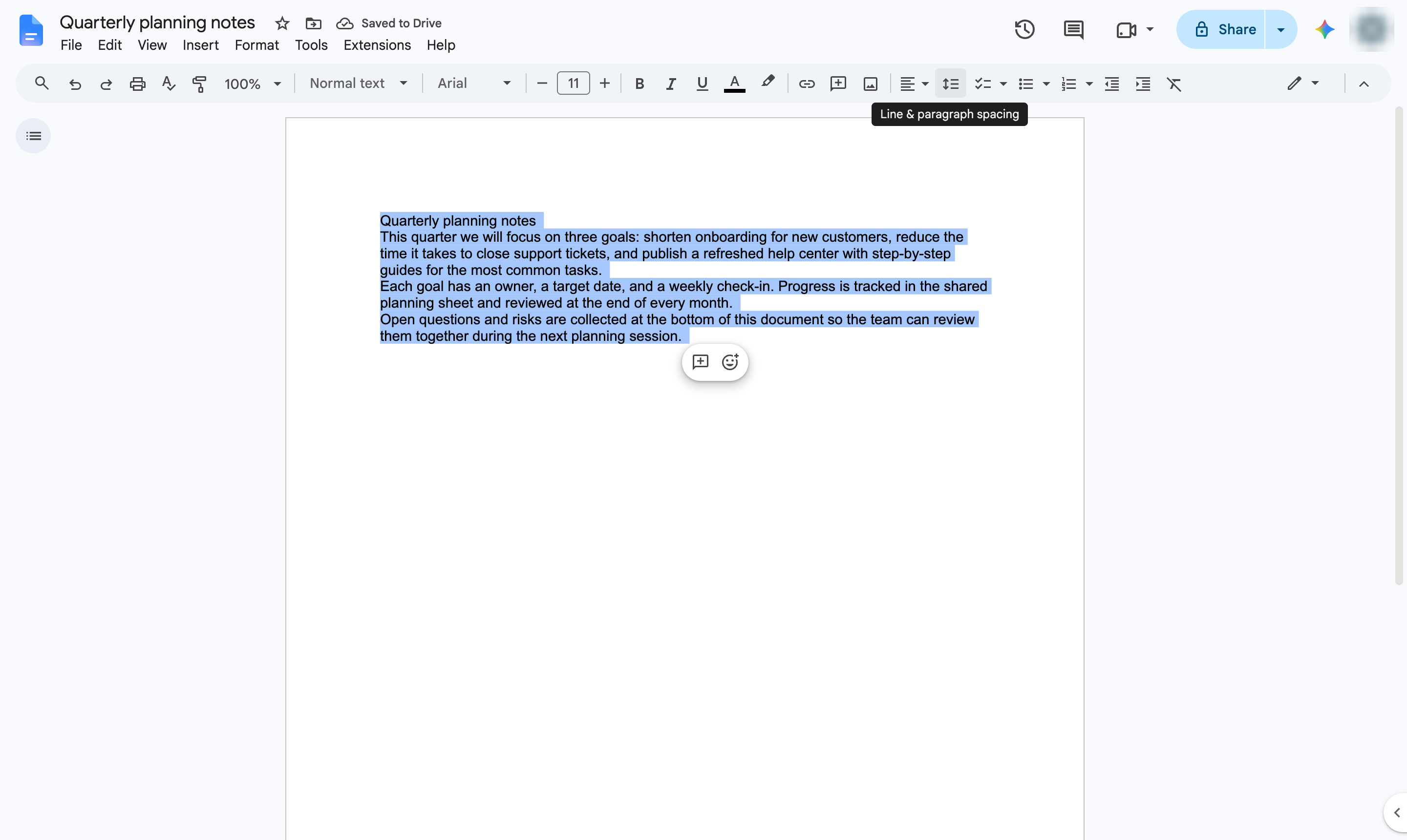 Click Line & paragraph spacing