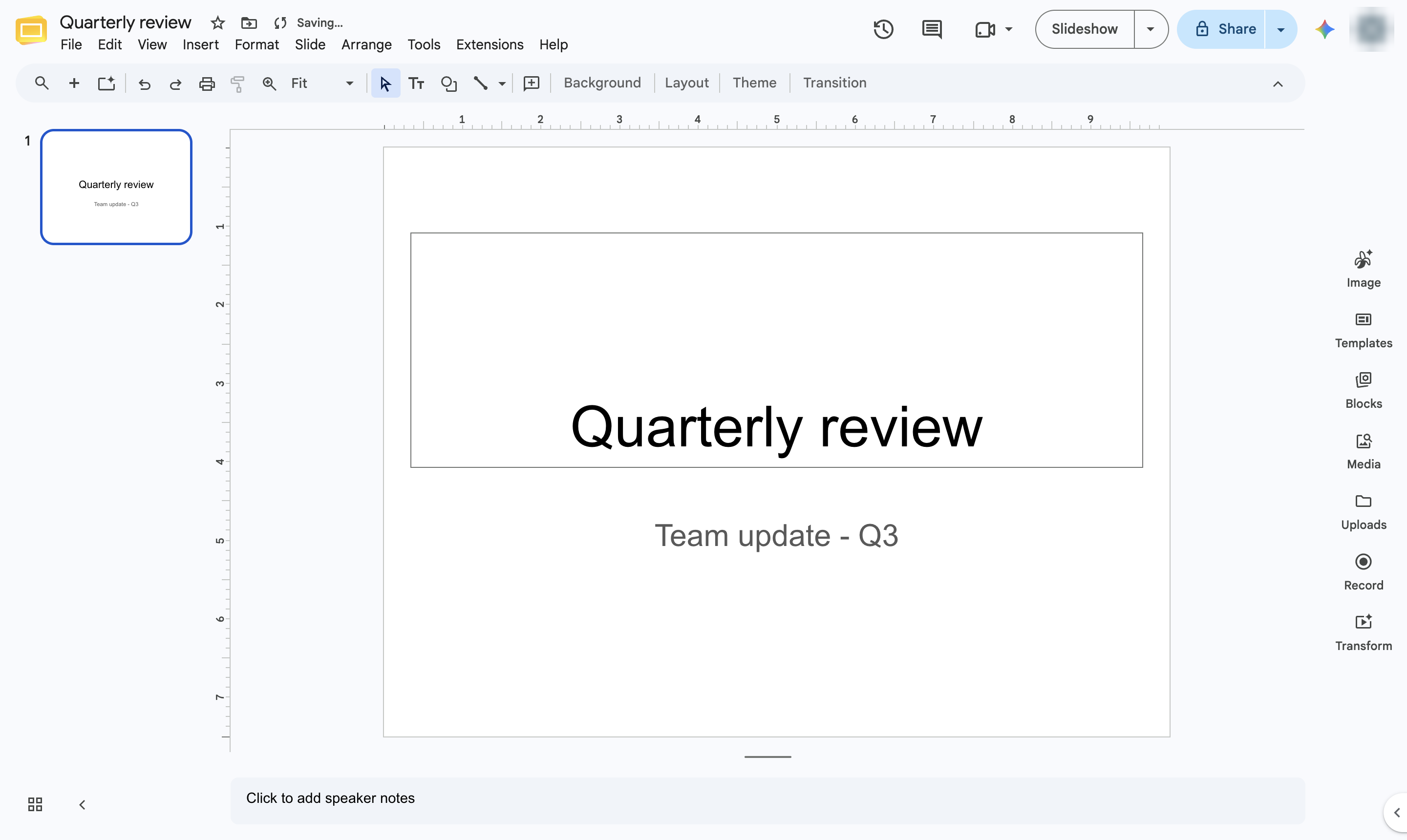 Slide size changed