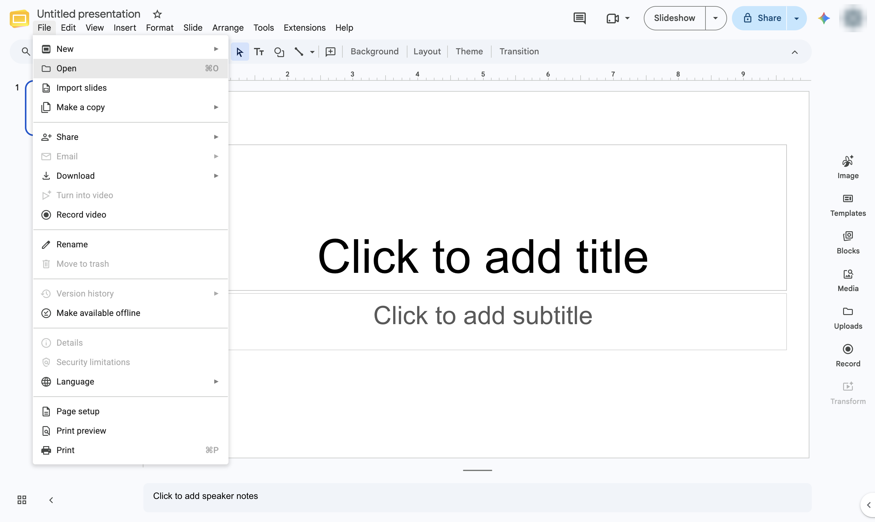 Click Open