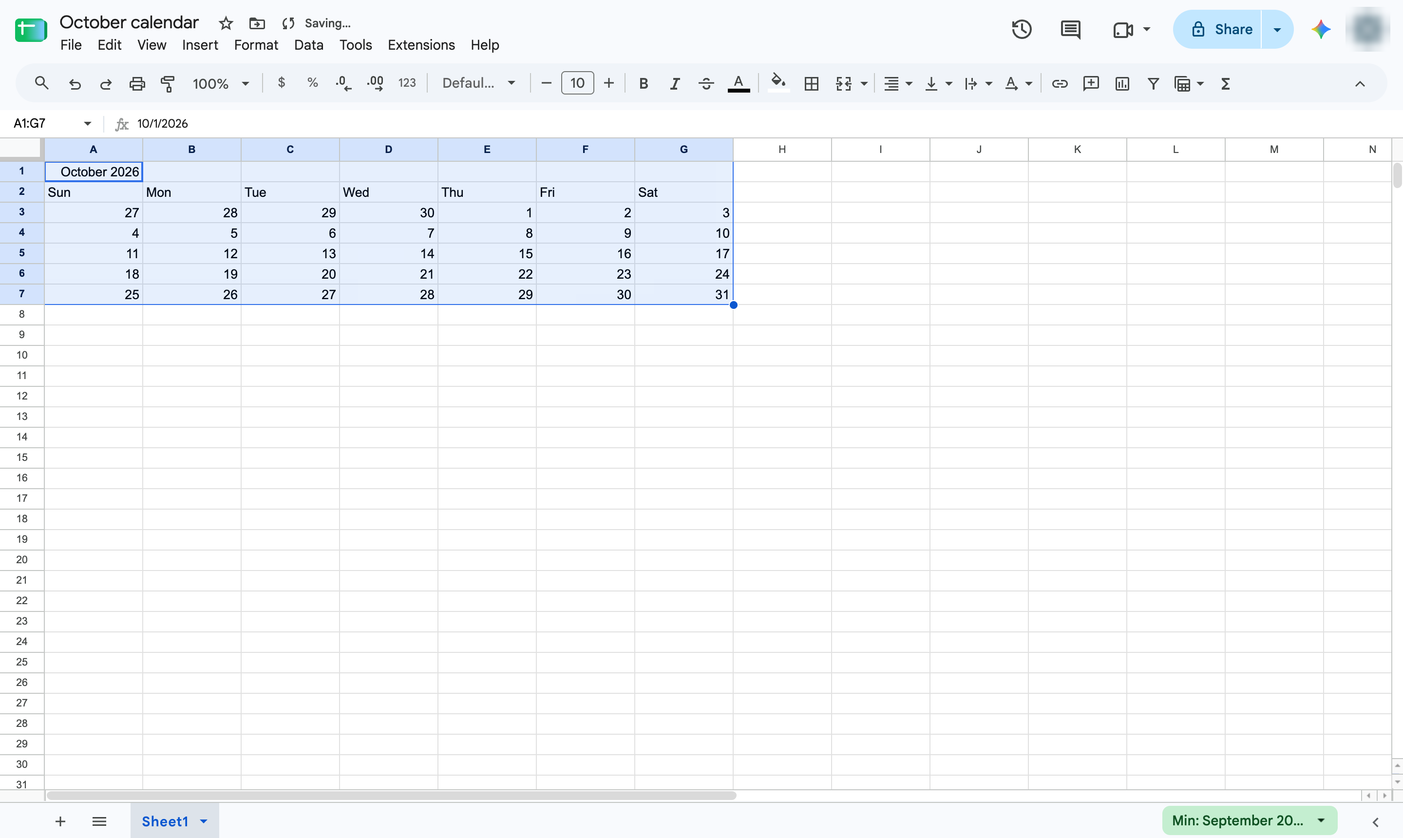 Calendar created