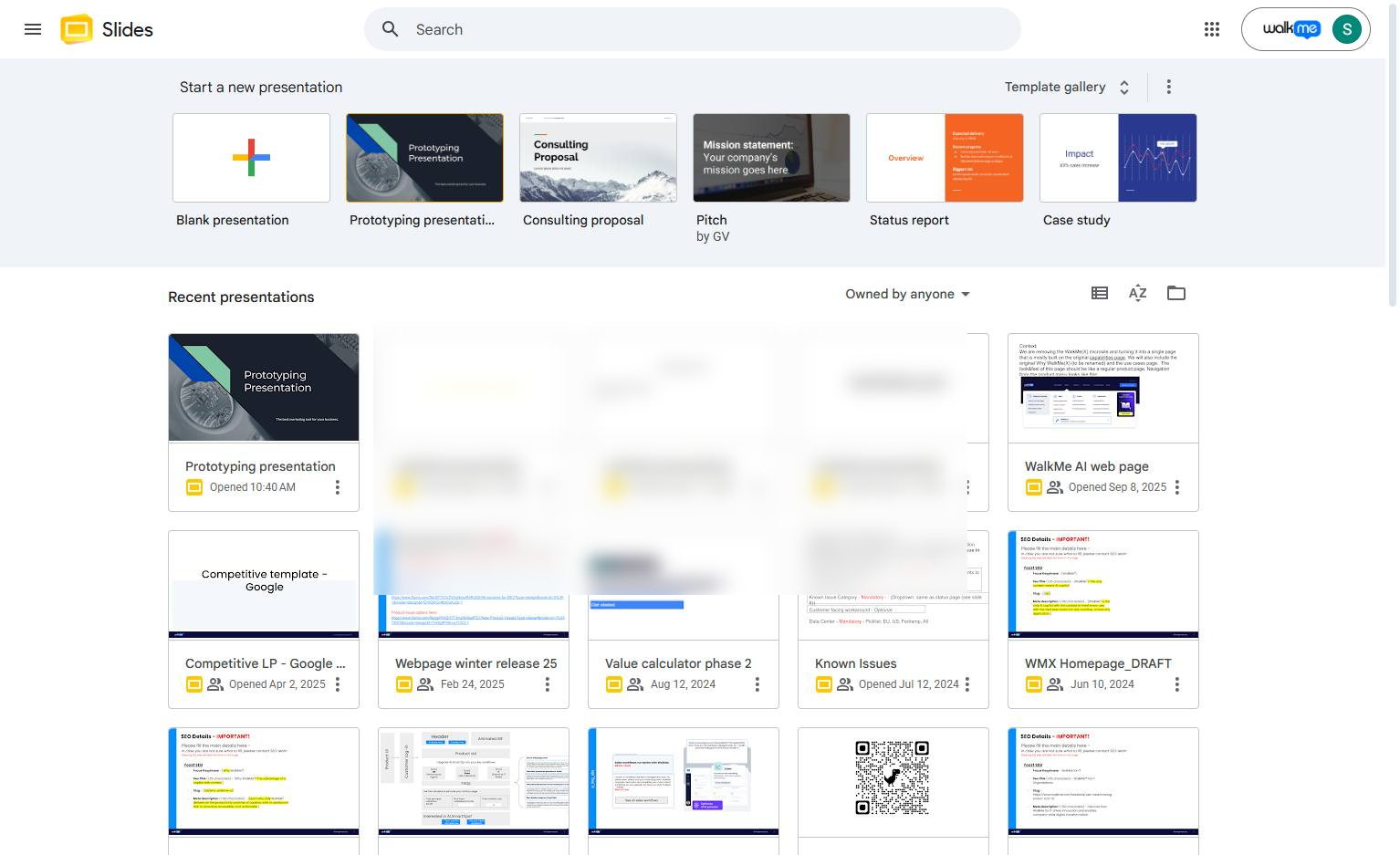 Click the Pre build presentation template