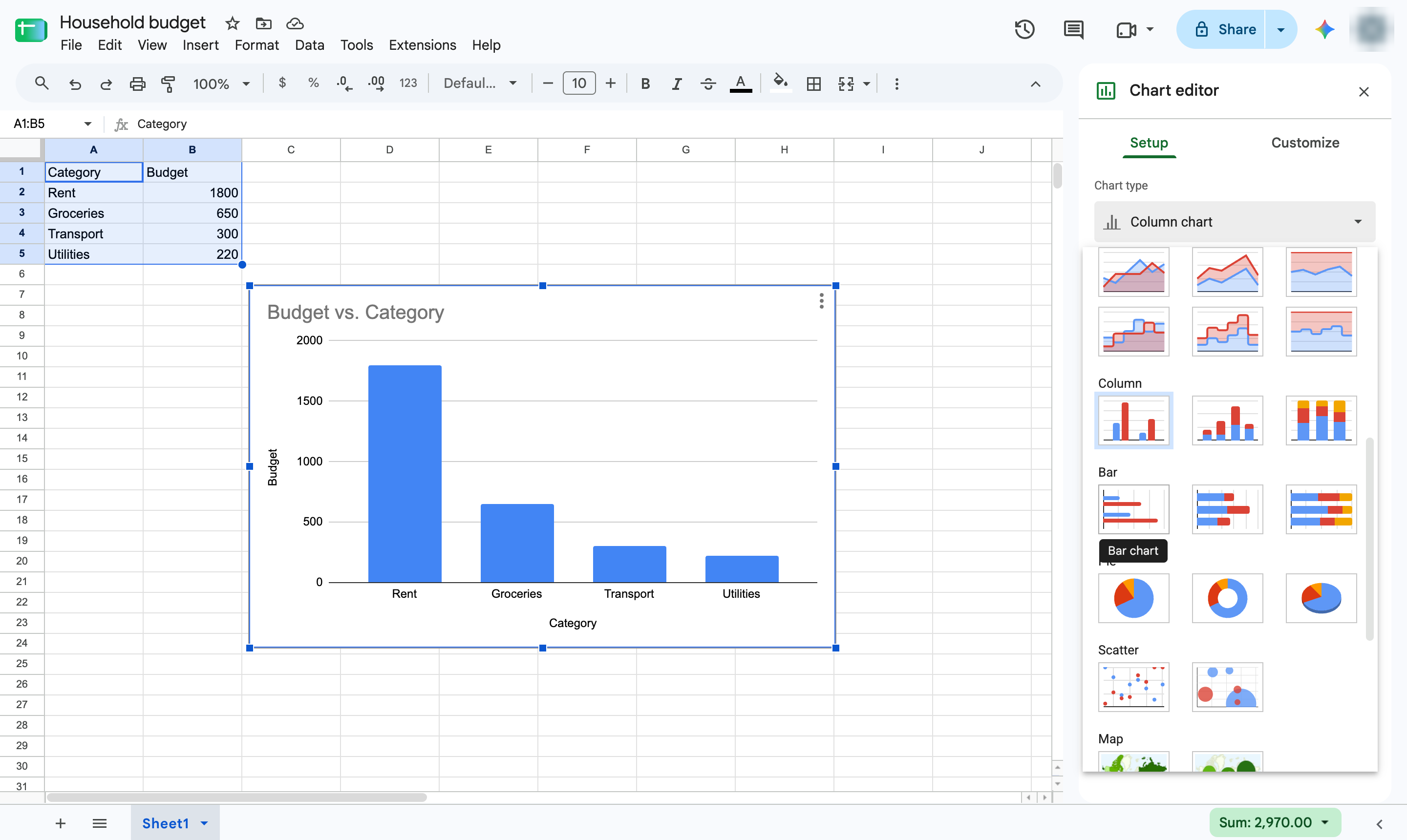 Click Bar chart