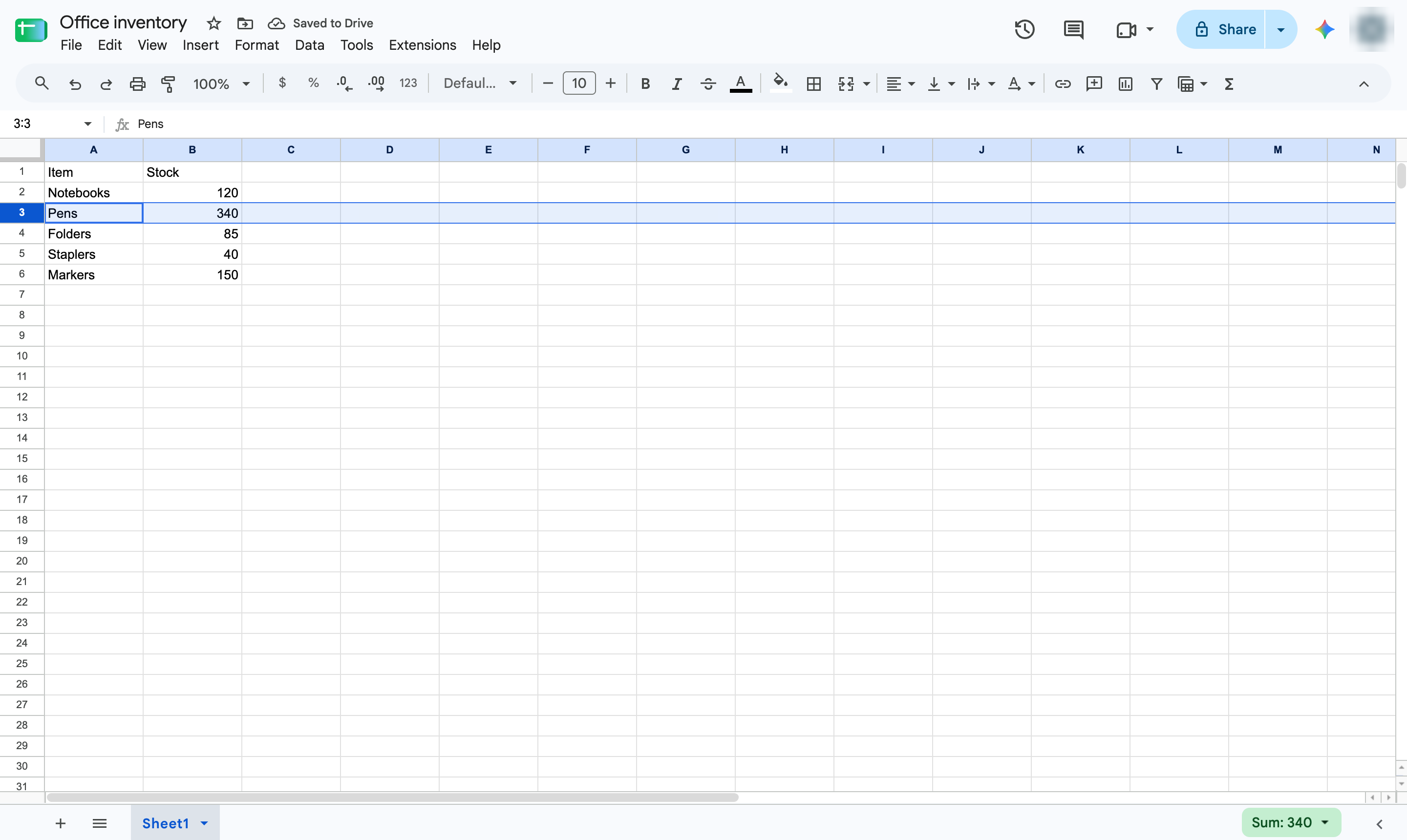 Shift-click to select more rows