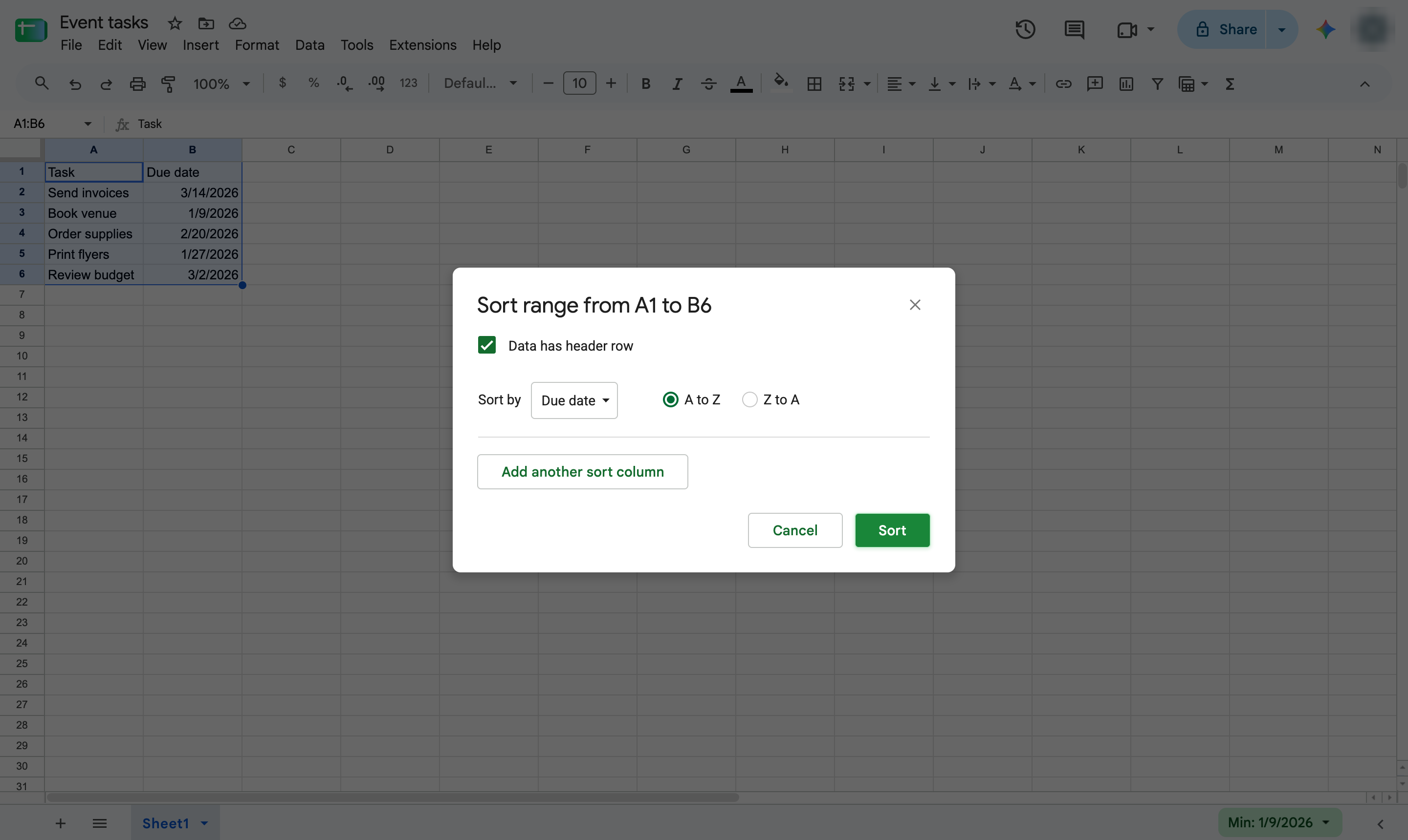 Click Sort