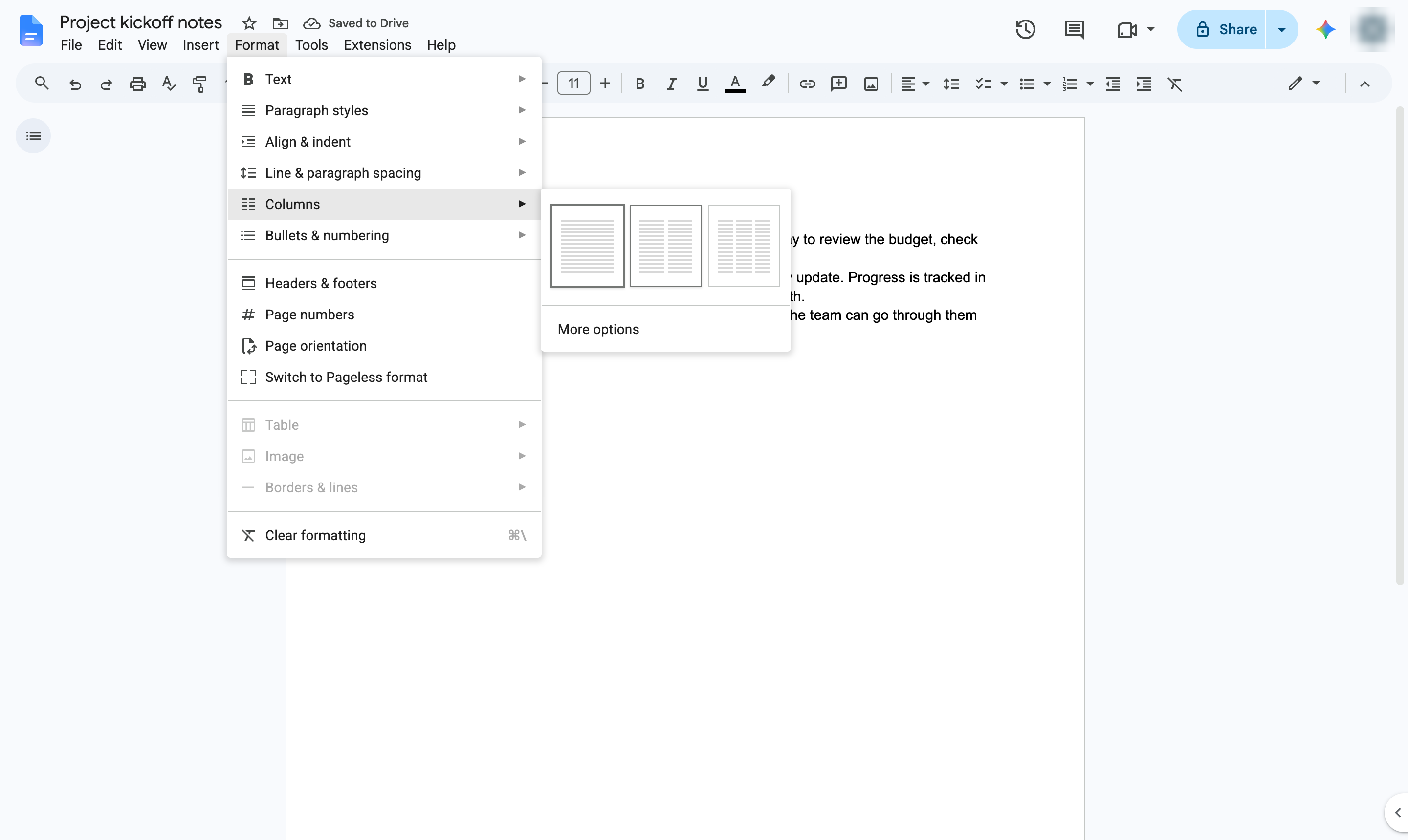 Click the two-column layout