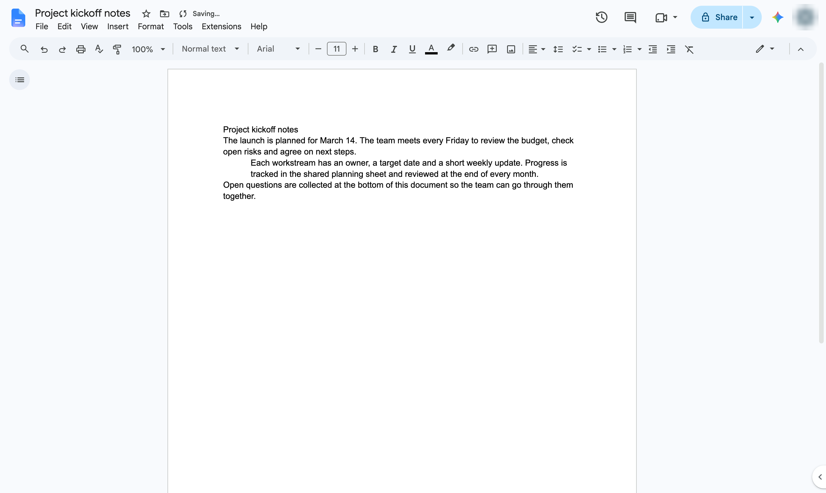 Paragraph indented