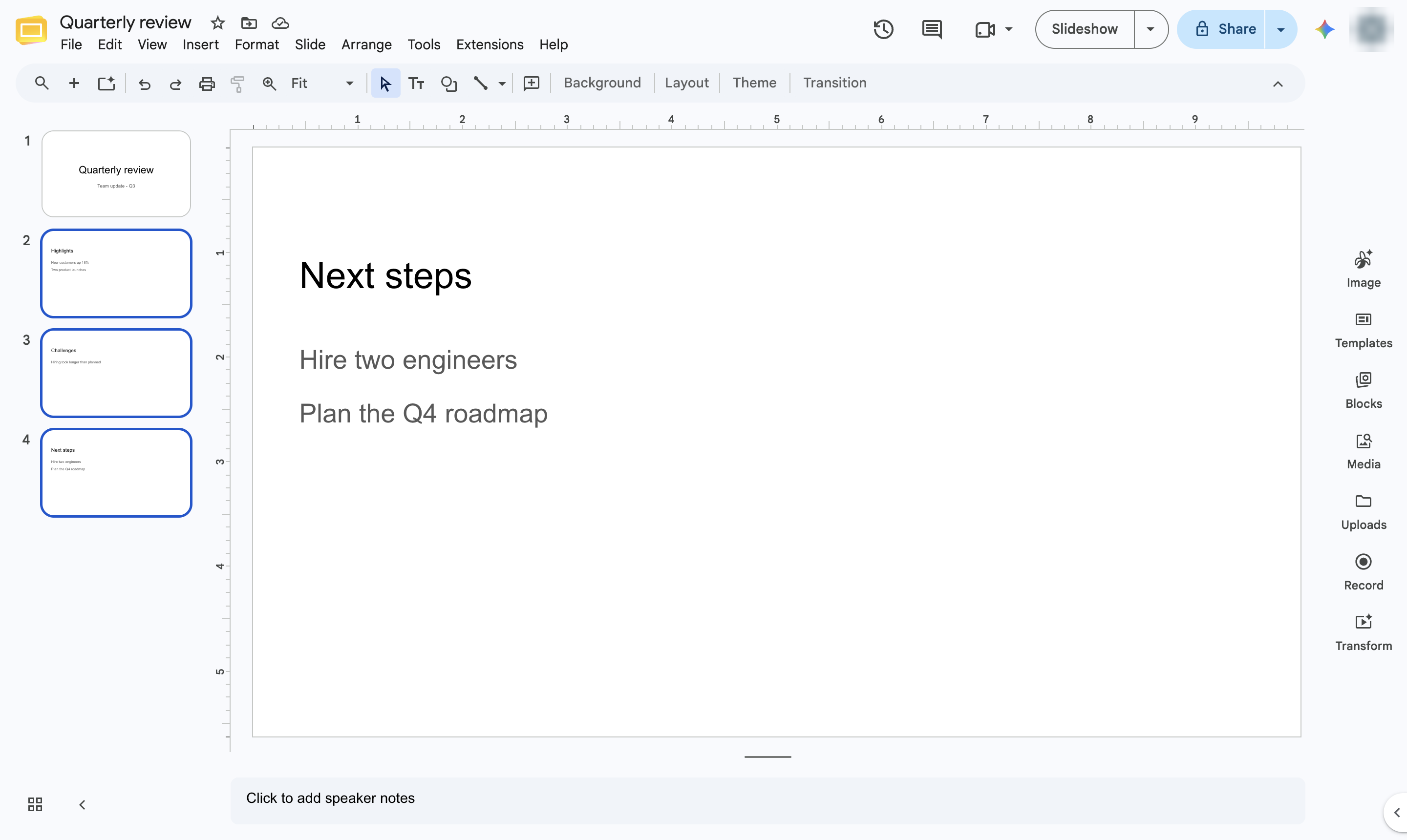 Slides selected