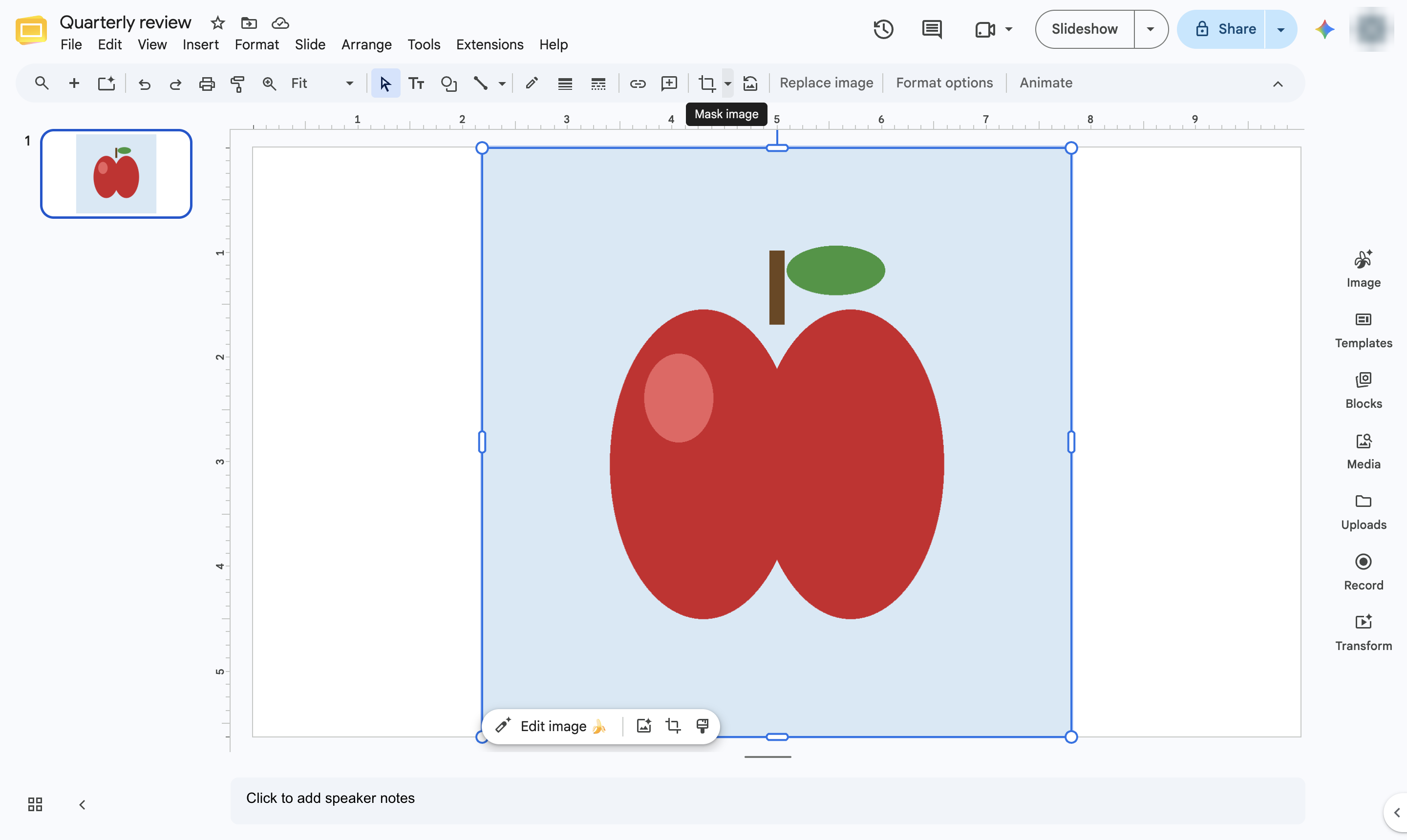 Click the Mask image arrow