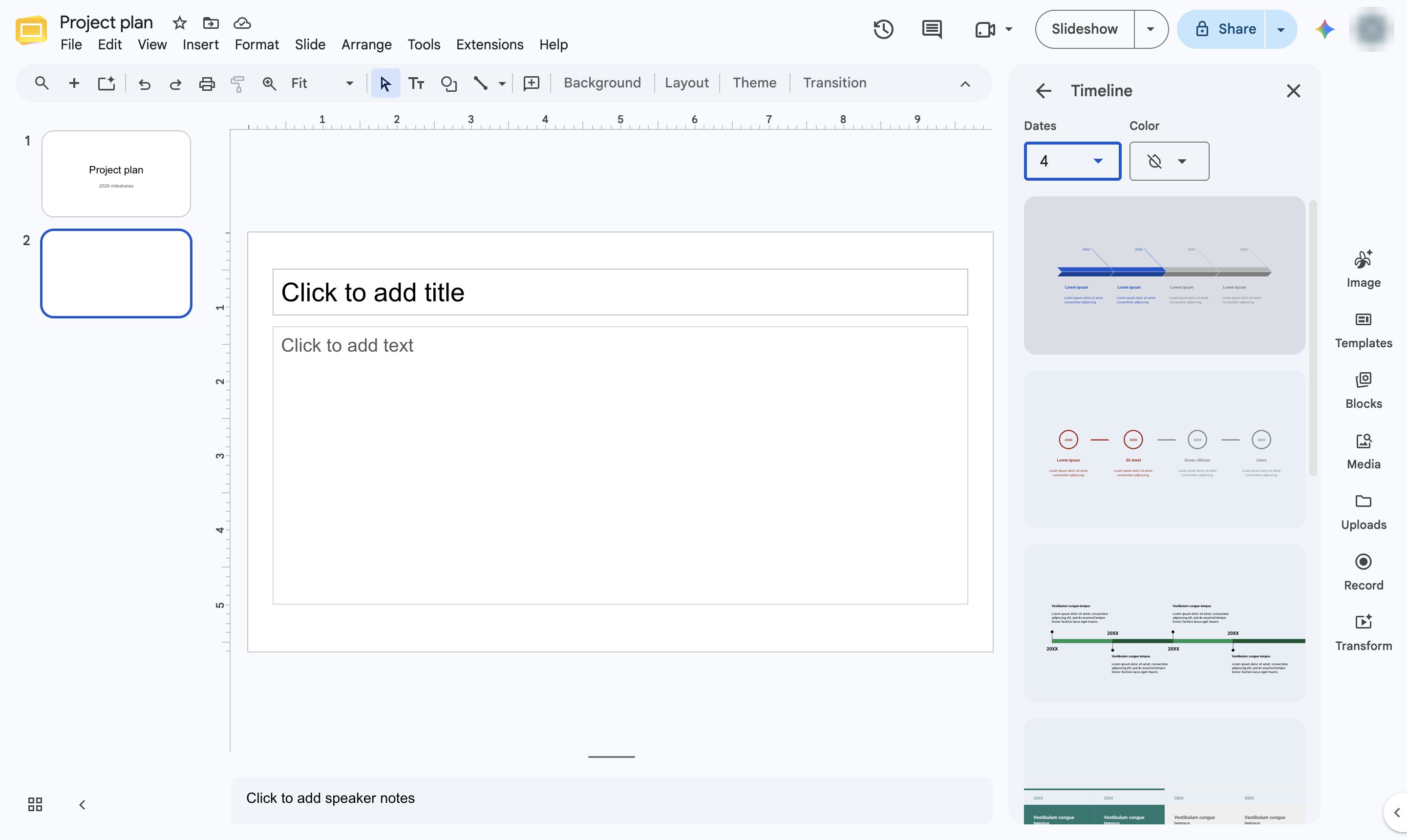 Click a timeline