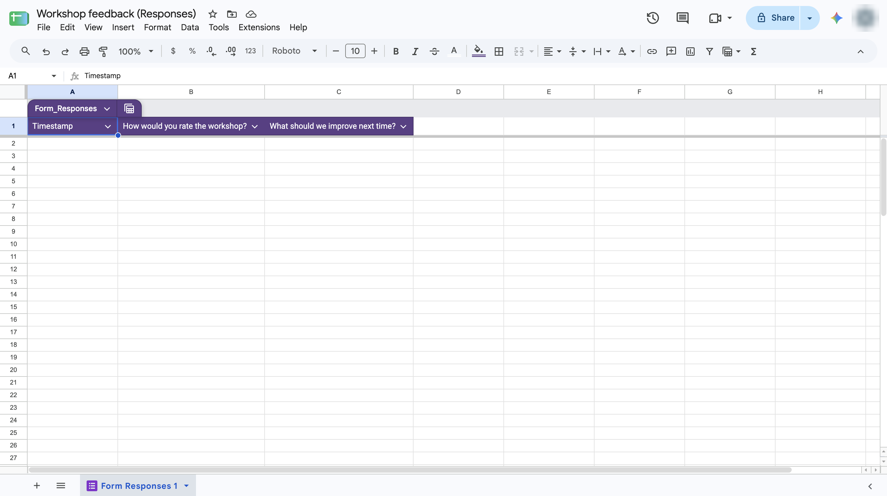 Responses go to the sheet