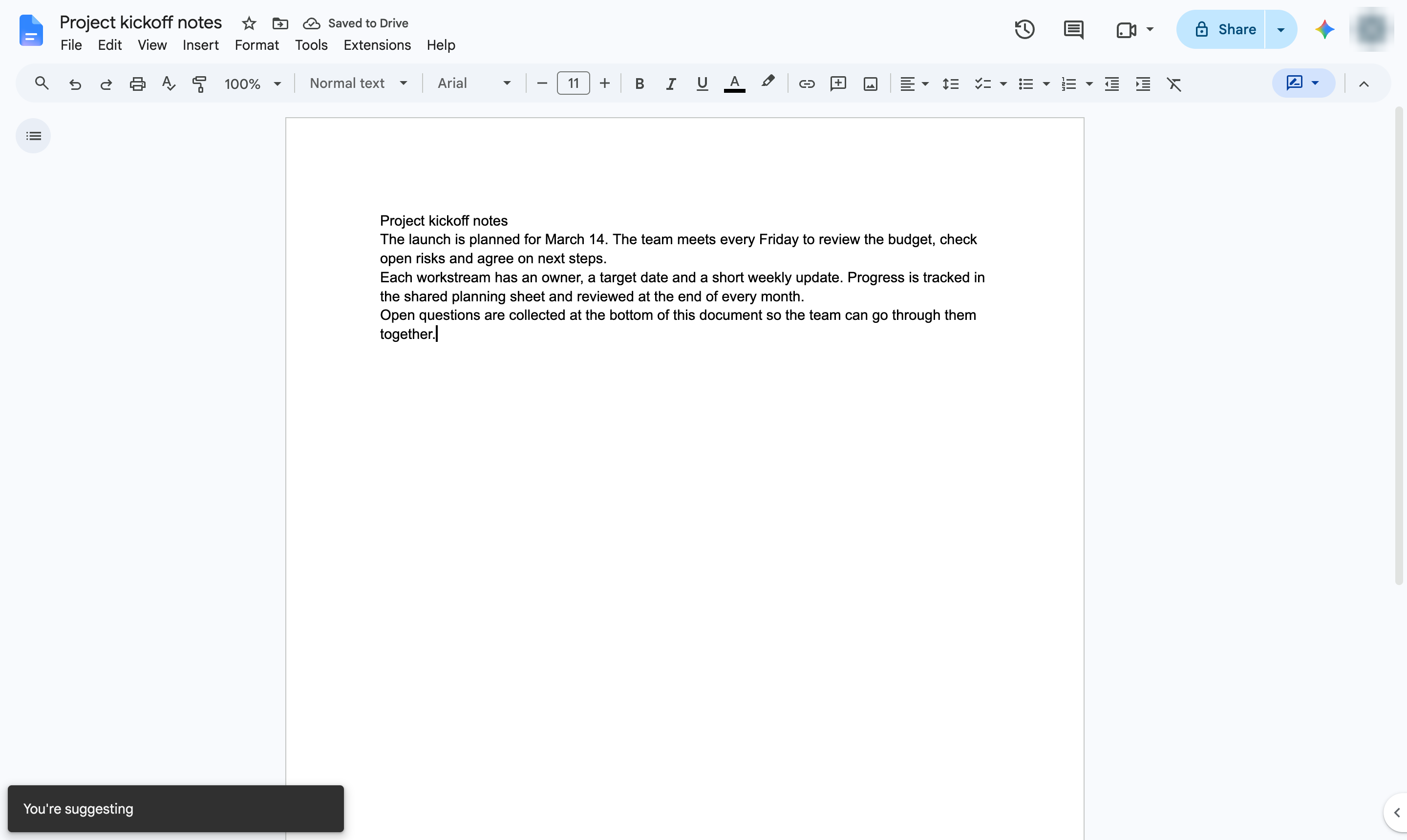 Click where you want to edit
