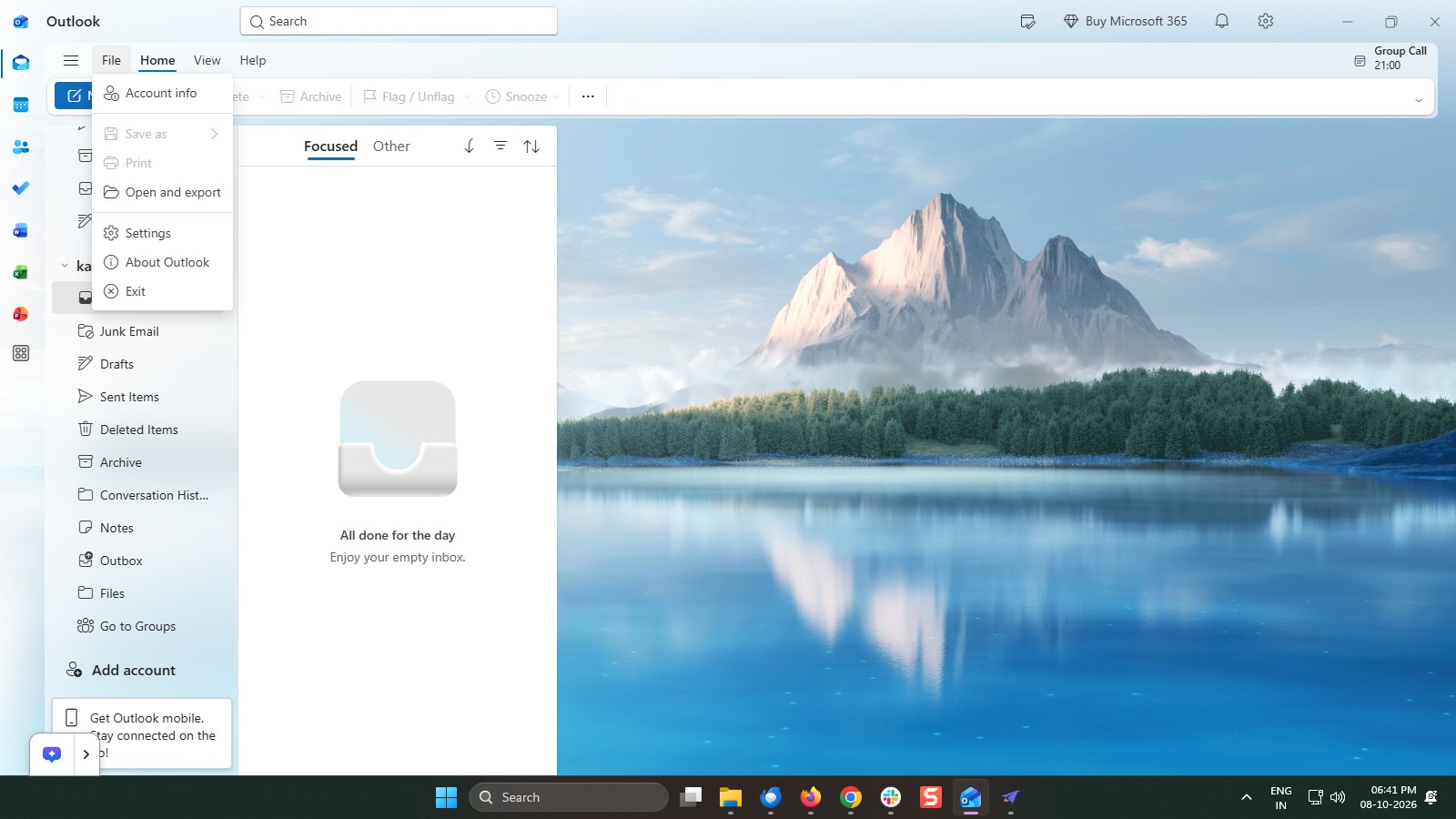 Click the Account Info option